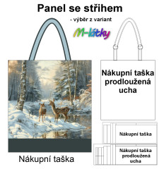 MOB Panel k ušití  - nákupní taška/nákupní taška s prodluženými uchy - srnky - výběr z typu a materiálů
