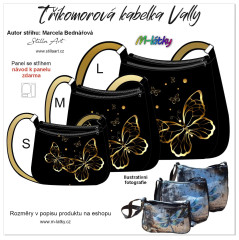 MOB B Panel se střihem - tříkomorová kabelka Vally -  Zlatí motýli  (nejedná se o metalický tisk) fotonávod v popisu produktu - výběr z rozměrů