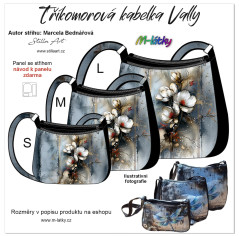 MOB B Panel se střihem - tříkomorová kabelka Vally - Bílé květy fotonávod v popisu produktu - výběr z rozměrů