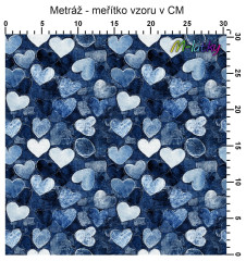 OB Metráž srdce - denim náš tisk na objednávku – výběr z materiálů