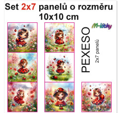 OB Set 14ti panelů o rozměru 10x10 cm (PEXESO 2x7 obrázků) -  berušky náš tisk na objednávku