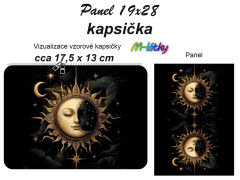 MOB Kapsička k nákupní tašce/kosmetická taštička - Celestial (slunce a měsíc) Panel k ušití - náš tisk na objednávku