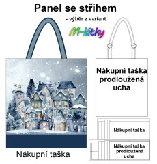 MOB Nákupní taška - Zimní domy panel se střihem náš tisk na objednávku