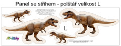 MOB Panel k ušití  - 3D dekorativní polštář velikost L - T-Rex - dinosaurus výběr z variant