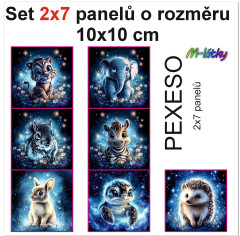 OB Set 14ti panelů o rozměru 10x10 cm (PEXESO 2x7 obrázků) - zvířátka v noci náš tisk na objednávku