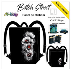 MOB D - Panel k ušití - Batoh Street - střih Martina Alblová - vlčí máky fotonávod v popisu produktu