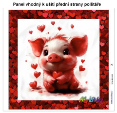 MOB Panel k ušití  - dekorativní polštář - Zamilované prasátko výběr z variant