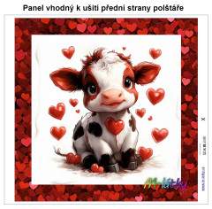 MOB Panel k ušití  - dekorativní polštář - Zamilovaná kráva výběr z variant