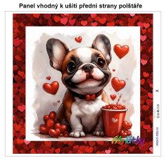 MOB Panel k ušití  - dekorativní polštář - Zamilovaný buldoček výběr z variant