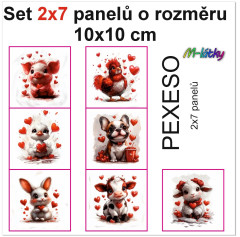 OB Set 14ti panelů o rozměru 10x10 cm (PEXESO 2x7 obrázků) - Zamilovaná zvířátka náš tisk na objednávku