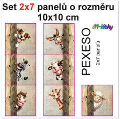 MOB Set 14ti panelů o rozměru 10x10 cm (PEXESO 2x7 obrázků) - Číhající zvířátka náš tisk na objednávku