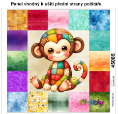 OB Panel k ušití  - dekorativní polštář - Patchworková zvířátka - opice výběr z variant