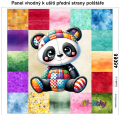 OB Panel k ušití  - dekorativní polštář - Patchworková zvířátka - panda výběr z variant