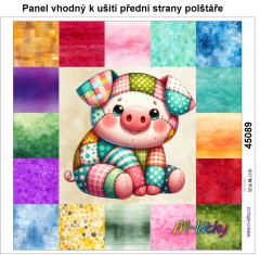OB Panel k ušití  - dekorativní polštář - Patchworková zvířátka - prase výběr z variant
