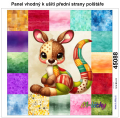 OB Panel k ušití  - dekorativní polštář - Patchworková zvířátka - klokan výběr z variant