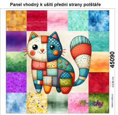 OB Panel k ušití  - dekorativní polštář - Patchworková zvířátka - kočka výběr z variant
