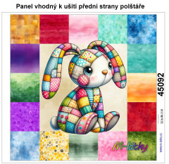 OB Panel k ušití  - dekorativní polštář - Patchworková zvířátka - králík výběr z variant