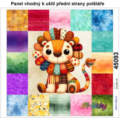 OB Panel k ušití  - dekorativní polštář - Patchworková zvířátka - lev výběr z variant