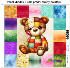 OB Panel k ušití  - dekorativní polštář - Patchworková zvířátka - medvěd výběr z variant