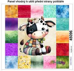 OB Panel k ušití  - dekorativní polštář - Patchworková zvířátka - kráva výběr z variant