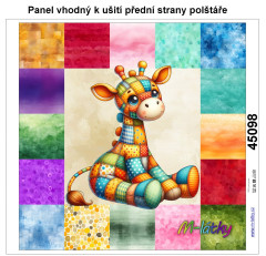 OB Panel k ušití  - dekorativní polštář - Patchworková zvířátka - žirafa výběr z variant