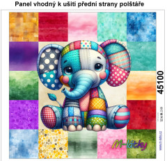 OB Panel k ušití  - dekorativní polštář - Patchworková zvířátka - slon výběr z variant