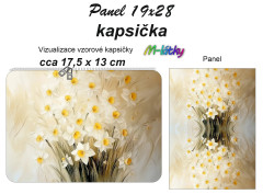 MOB Panel k ušití - kapsička k nákupní tašce/kosmetická taštička - narcisy vlastní tisk na objednávku