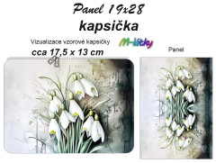 MOB Panel k ušití - kapsička k nákupní tašce/kosmetická taštička - Sněženky vlastní tisk na objednávku