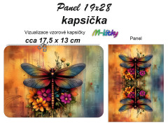 MOB Kapsička k nákupní tašce/kosmetická taštička - vintage vážka Panel k ušití - náš tisk na objednávku