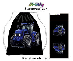 MOB Panel se střihem k ušití - stahovací vak - modrý traktor Materiál - výběr z variant
