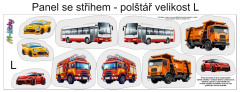 MOB Panel k ušití  - 3D dekorativní polštář velikost L - auto, autobus, popeláři, hasiči výběr z variant