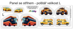 MOB Panel k ušití  - 3D dekorativní polštář velikost L - auto, nákladní auto, sanitka, autobus výběr z variant