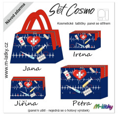 MOB Panel k ušití - Set taštiček Cosmo (Jana, Jiřina, Petra, Irena) - EKG vlastní tisk na objednávku - výběr z variant