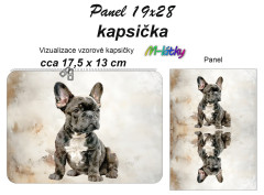 MOB Panel k ušití - kapsička k nákupní tašce/kosmetická taštička - buldoček vlastní tisk na objednávku