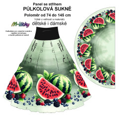 OB Panel - půlkolová sukně  výběr z poloměru od 74  do 145 cm - meloun tisk m-látky – výběr z rozměrů a variant materiálů