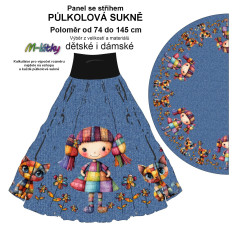 OB Panel - půlkolová sukně  výběr z poloměru od 74  do 145 cm - holčička a kočky tisk m-látky – výběr z rozměrů a variant materiálů