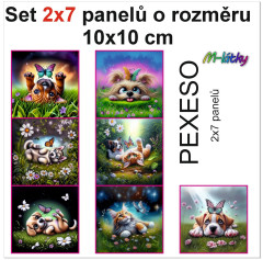 MOB Set 14ti panelů o rozměru 10x10 cm (PEXESO 2x7 obrázků) - Psi a kočky s motýly náš tisk na objednávku
