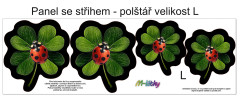 MOB Panel k ušití  - 3D dekorativní polštář velikost L - čtyřlístek s beruškou výběr z variant
