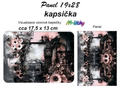 MOB Panel k ušití - kapsička k nákupní tašce/kosmetická taštička - Vintage Londýn vlastní tisk na objednávku