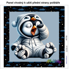 OB Panel k ušití  - dekorativní polštář - ospalá zvířátka - tučňák výběr z variant
