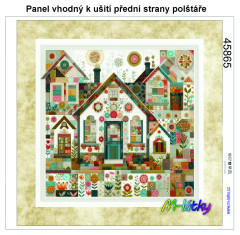 MOB Panel k ušití  - dekorativní polštář - patchworkové domečky výběr z variant