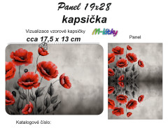MOB Panel k ušití - kapsička k nákupní tašce/kosmetická taštička - vlčí máky vlastní tisk na objednávku