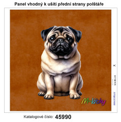 MOB Panel k ušití  - dekorativní polštář - mops výběr z variant