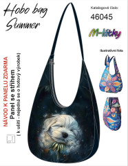 OB Panel k ušití  - Hobo bag Summer - havanský psík spící v pampelišce - výběr z materiálů