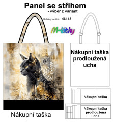 MOB Nákupní taška - kočka panel se střihem náš tisk na objednávku