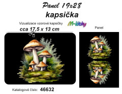 MOB Panel k ušití - kapsička k nákupní tašce/kosmetická taštička - houby vlastní tisk na objednávku