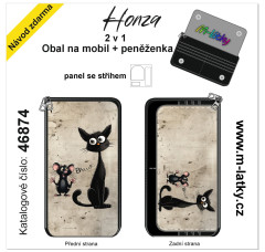 MOB Panel - Honza 2v1 Obal na mobil/peněženka - Kočka a myš tisk na objednávku
