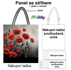 MOB Nákupní taška - vlčí máky panel se střihem náš tisk na objednávku