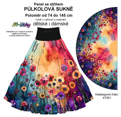 OB Půlkolová sukně barevné vlčí máky - náš tisk na objednávku – výběr z variant  panel se střihem