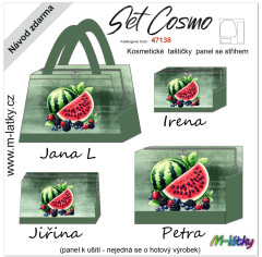 OB Panel k ušití - Set taštiček Cosmo (Jana, Jiřina, Petra, Irena) - meloun, letní ovoce vlastní tisk na objednávku - výběr z variant